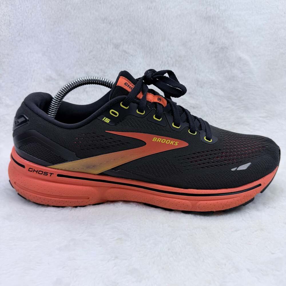 Brooks Ghost 15 Men's Black Orange Red Running Shoes Size 11 Athletic Sneakers
